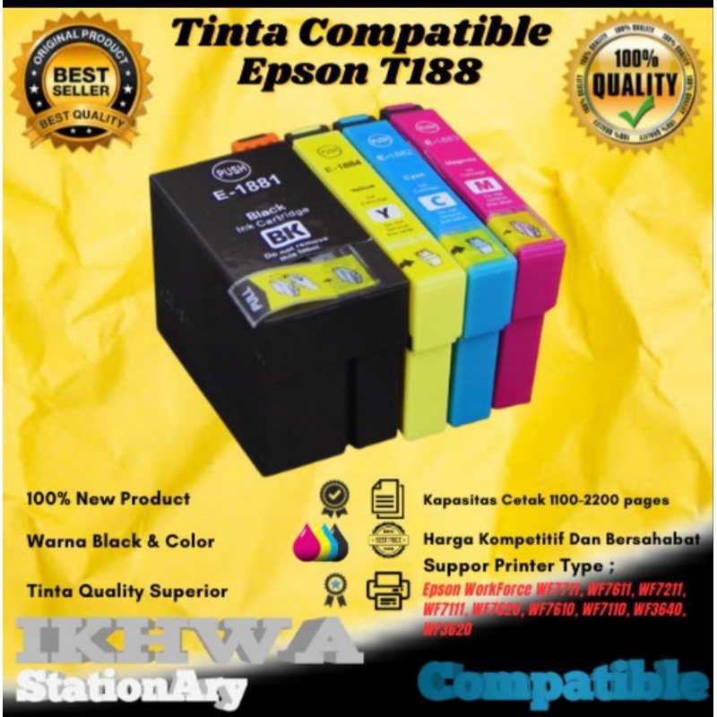 Jual Catridge Tinta Compatible Epson T188 T188 ( 1paket ) For WF 7711 ...