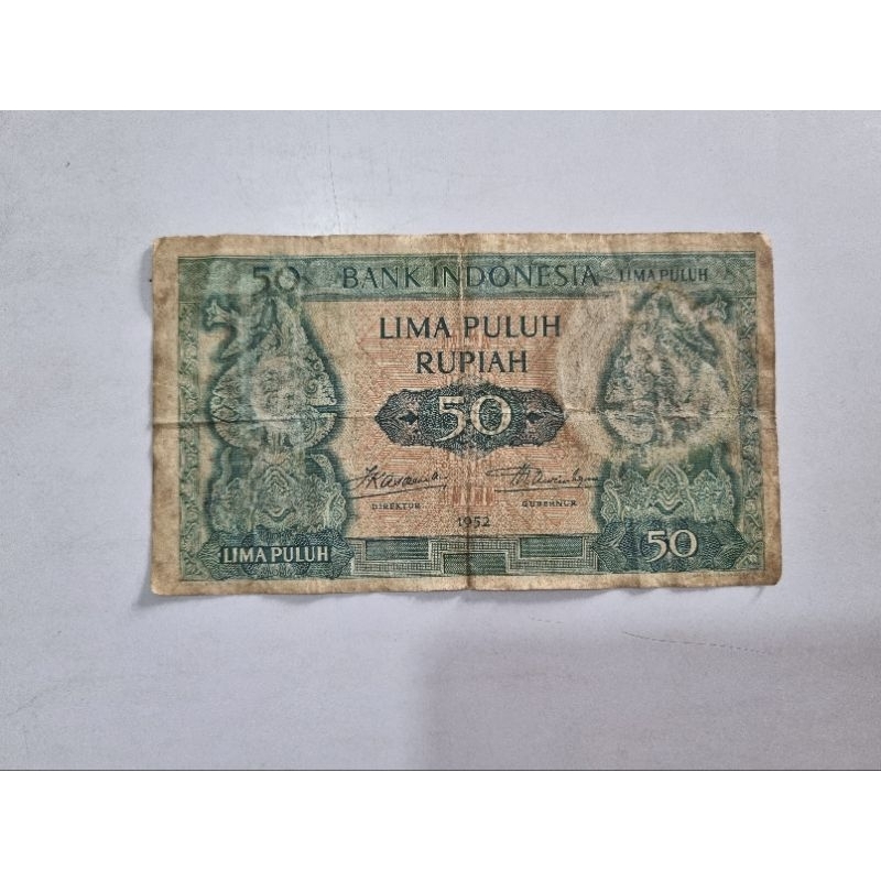 Jual UANG KUNO ASLI ORIGINAL (ASLI) 50 RUPIAH EDISI BUDAYA TAHUN 1952 ...