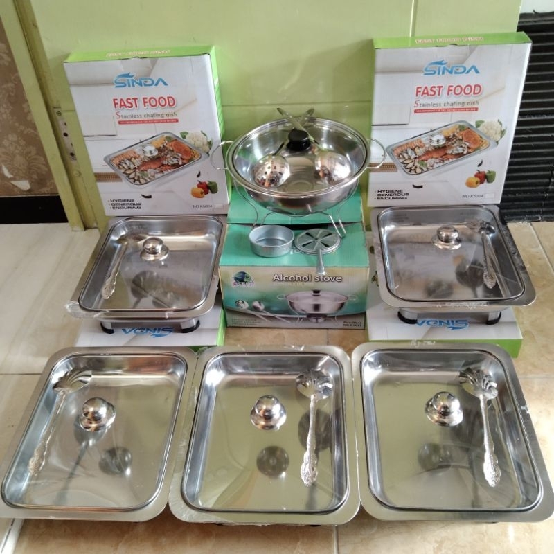 Jual Set Prasmanan Tutup Full Kaca Bonus Sendok Sayur | Shopee Indonesia