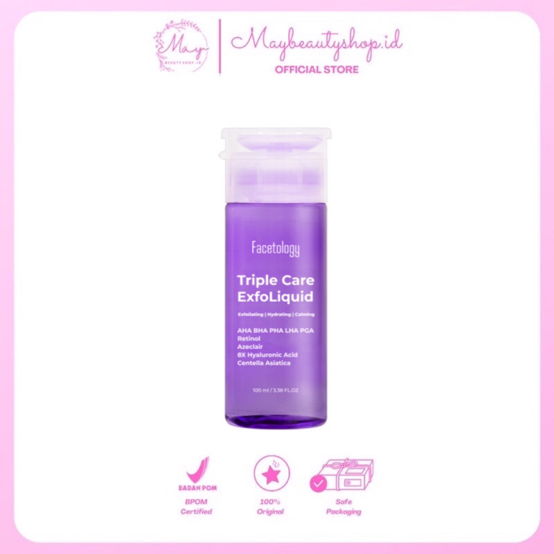 Jual FACETOLOGY Triple Care Exfo Liquid Toner Exfoliating AHA BHA PHA ...