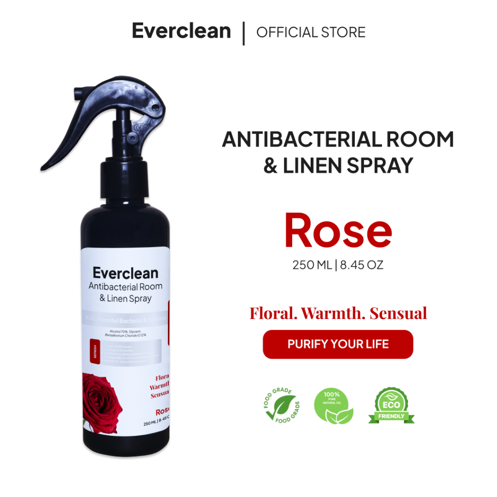 Jual Everclean - Antibacterial Room & Linen Spray Rose 250ml | Shopee ...