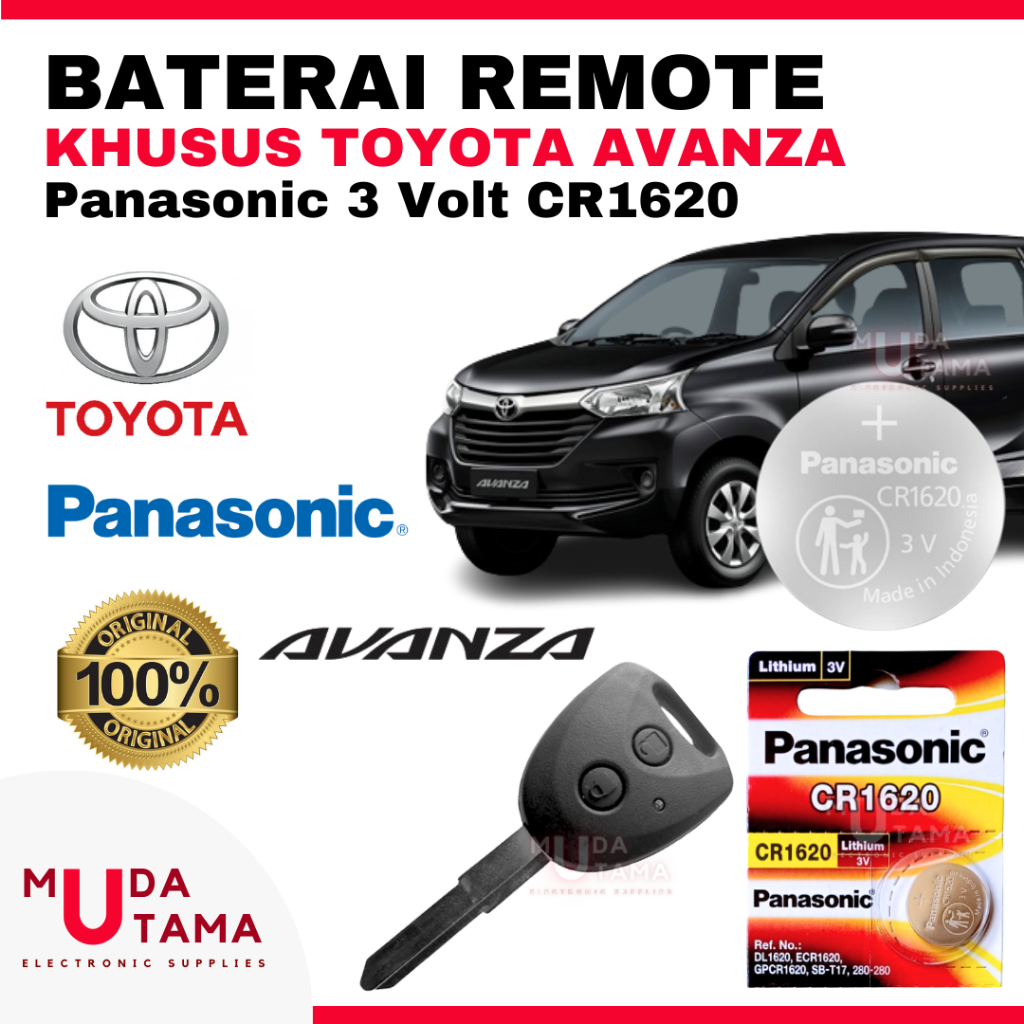 Jual BATERAI REMOTE TOYOTA AVANZA ORIGINAL PANASONIC CR1620 - BATTERY ...