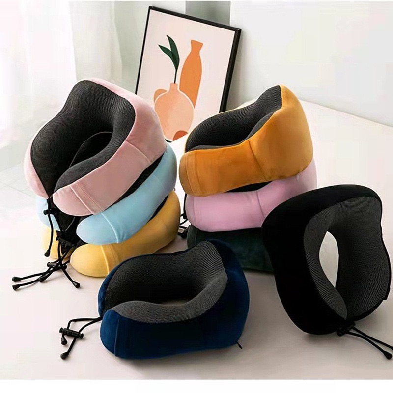 Jual BANTAL LEHER U-SHAPE FORDABLE TRAVEL NECK PILLOW PORTABLE