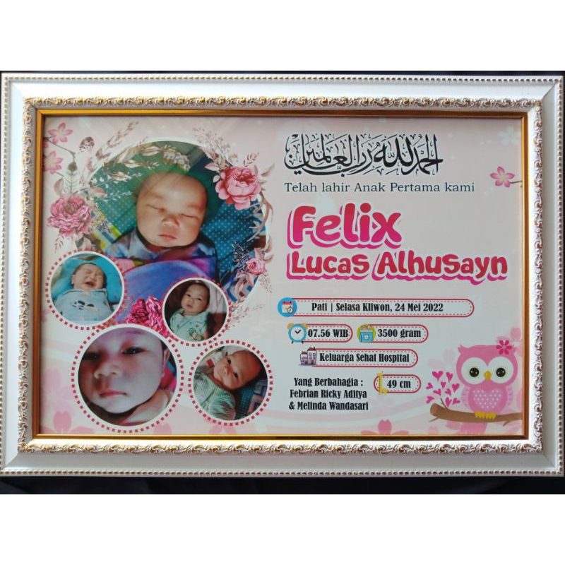 Jual Biodata Baby 15R | Papan Nama Bayi | Baby Bio | Bingkai 3D