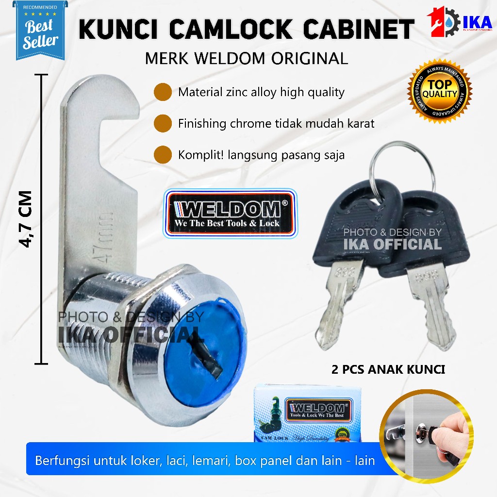 Jual Kunci Camlock Lemari Loker Laci Box Kotak Panel 20mm Kunci