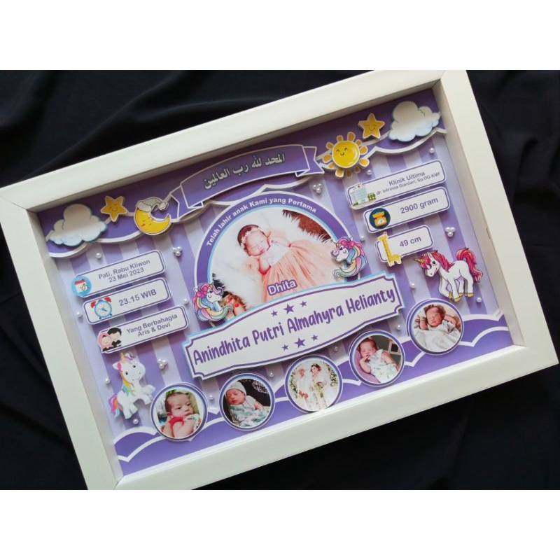 Jual Biodata Baby 3D 15R | Bingkai Nama Bayi | Babyborn | Papan ...