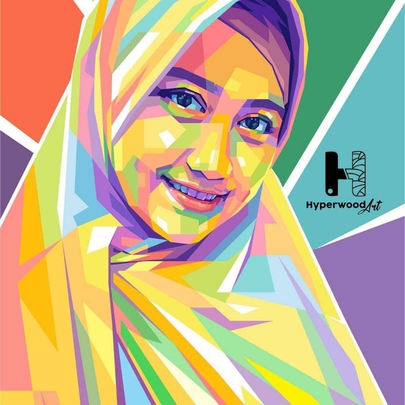 Jual Lukisan Hyperwood WPAP/Lukisan Wajah Custom/Lukisan Kayu/Line Art
