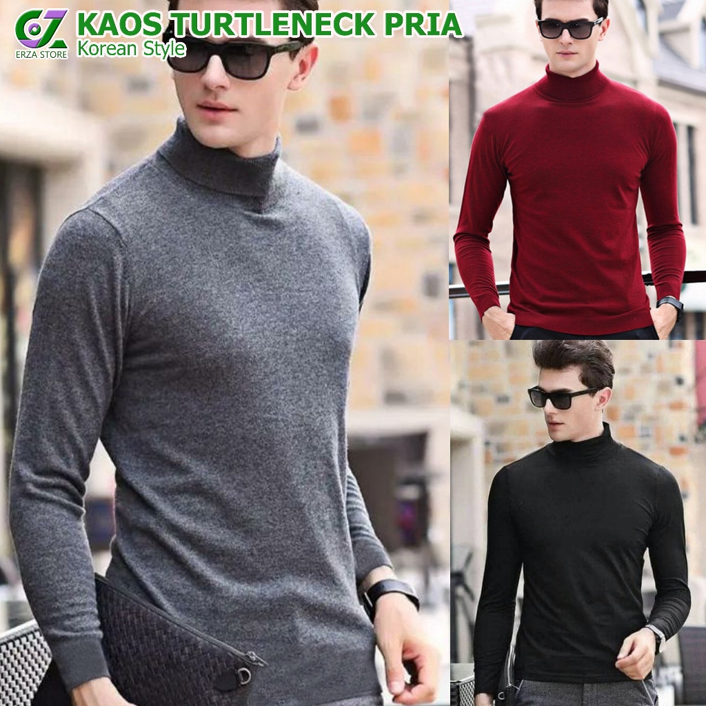 Jual Kaos Turtleneck Pria Kerah Tinggi Korean Style Lengan Panjang Shopee Indonesia