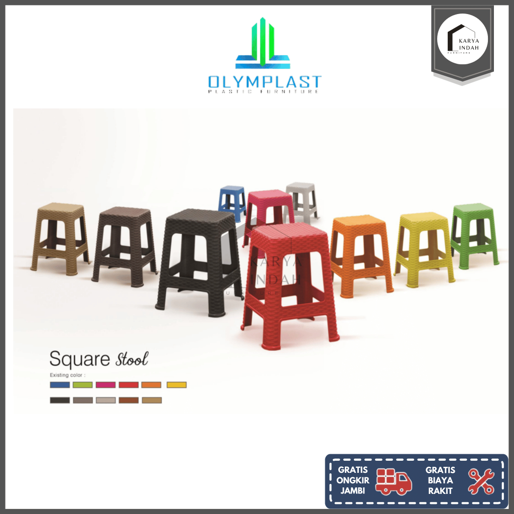 Jual Kursi Plastik Olymplast Square Chair Bangku Bakso Makan Motif