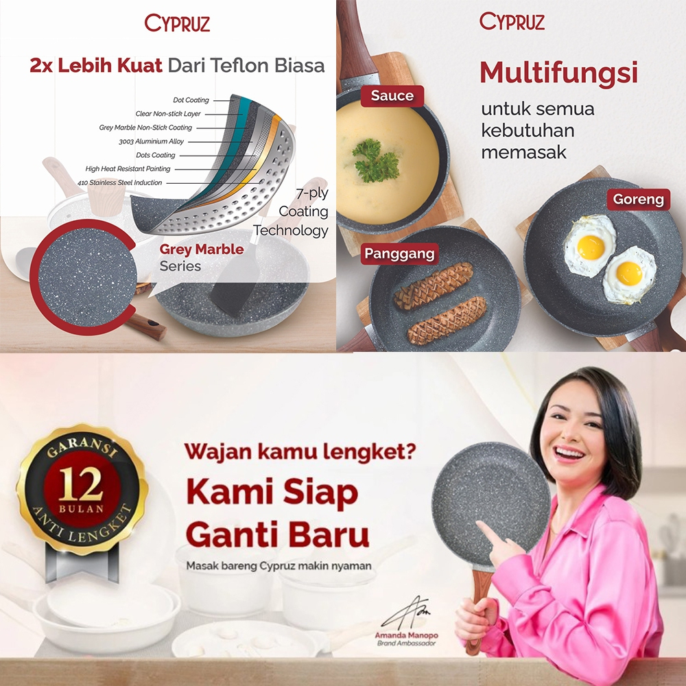 Jual Cyprus Marble Cookware Cypruz Fry Wok Pan Induksi Wajan ...