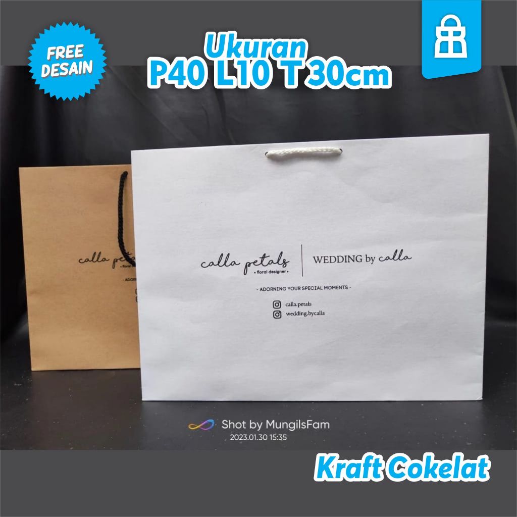 Jual Paperbag Custom Sablon Ukuran Besar Bahan Kertas Kraft Coklat Dan