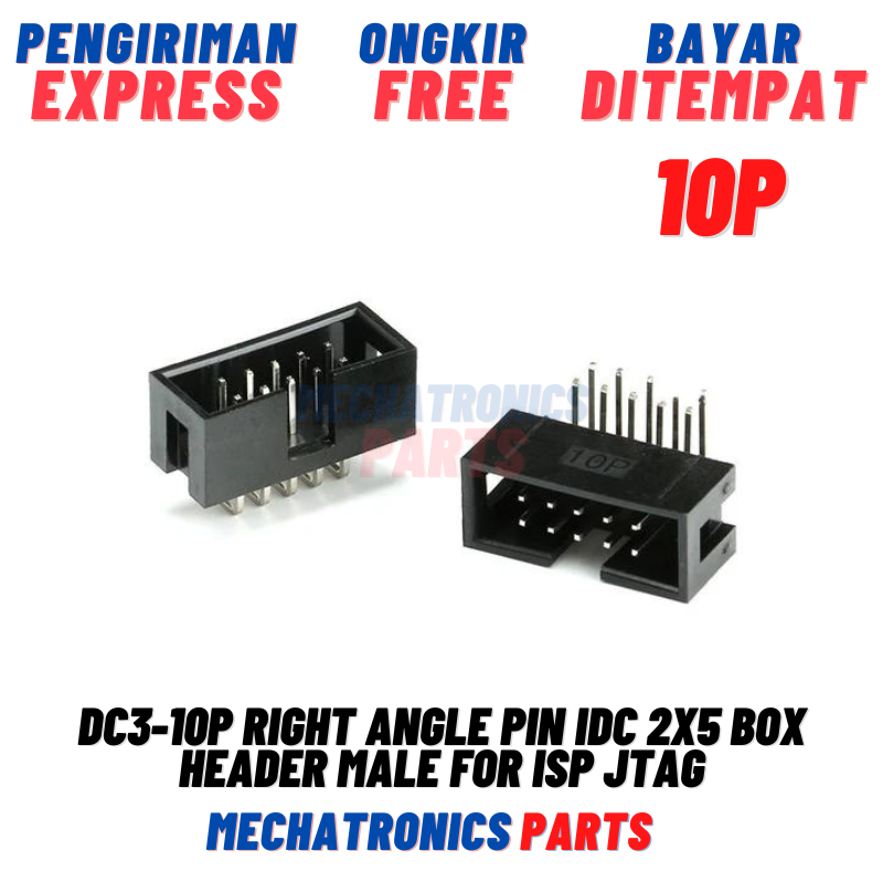 Jual DC3 10P RIGHT ANGLE SOCKET IDC 2x5 10PIN BOX HEADER MALE ISP ...