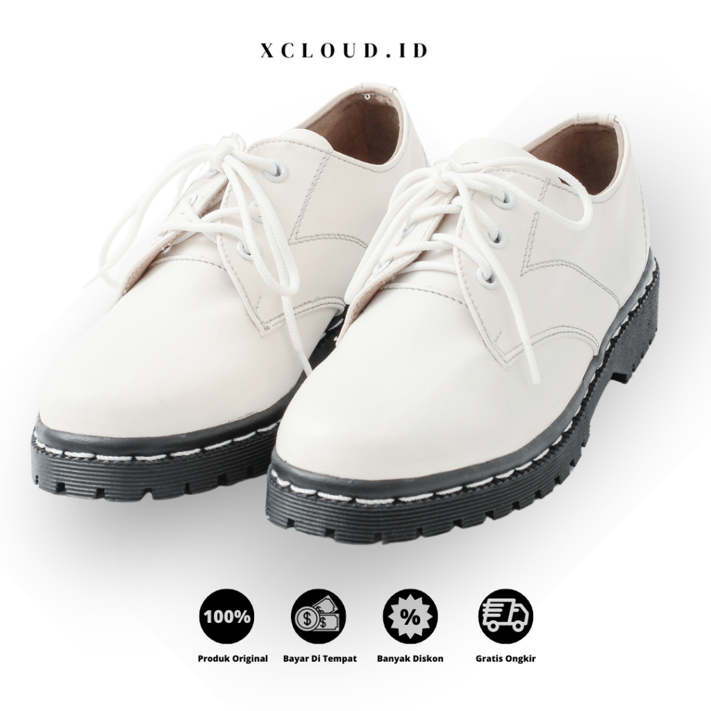 Jual Xcloud x Lp Sepatu Wanita Docmart Oxford Tali Casual VIA White ...