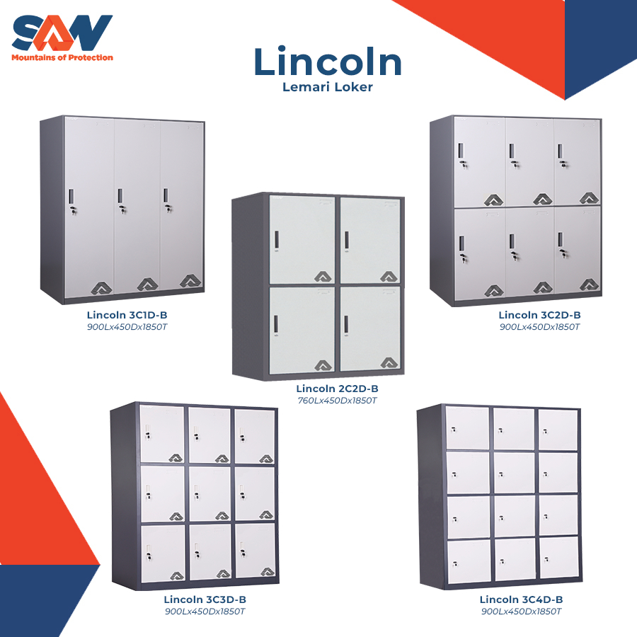 Jual Loker Besi Lemari Locker Abu Abu SAN LINCOLN 2-3 Kolom 3-12 Pintu ...