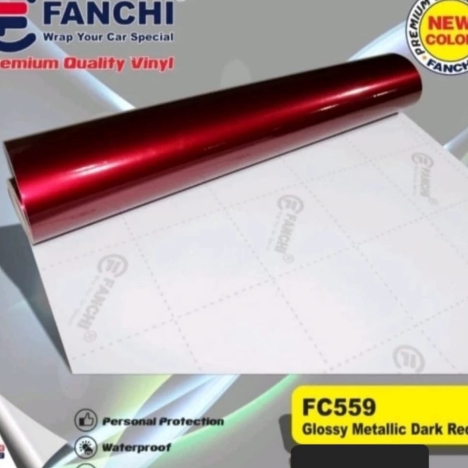 Jual Bestseller Sticker Fanchi Fc559 Glossy Metallic Dark Red Merah Tua