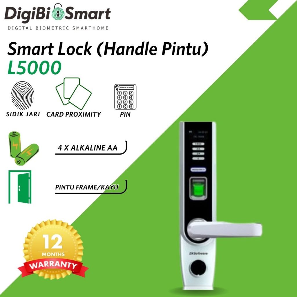 Jual Smart Door Lock ZKTeco L5000 Kunci Pintu Handle Gagang Pintu ...