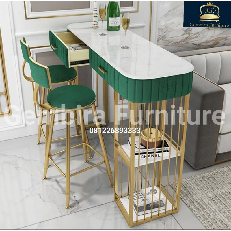 Jual Meja Bar kursi makan dining set table kerja kantor dapur gold ...