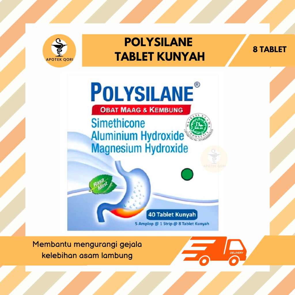 Jual POLYSILANE STRIP @ 8 TABLET KUNYAH/MENURUNKAN ASAM LAMBUNG/MAAG ...