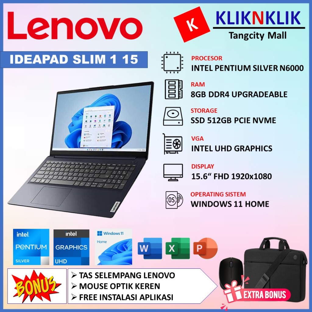 Jual Laptop Murah Lenovo Ideapad Slim Intel N Gb Gb Ssd Inch Fhd Win Home