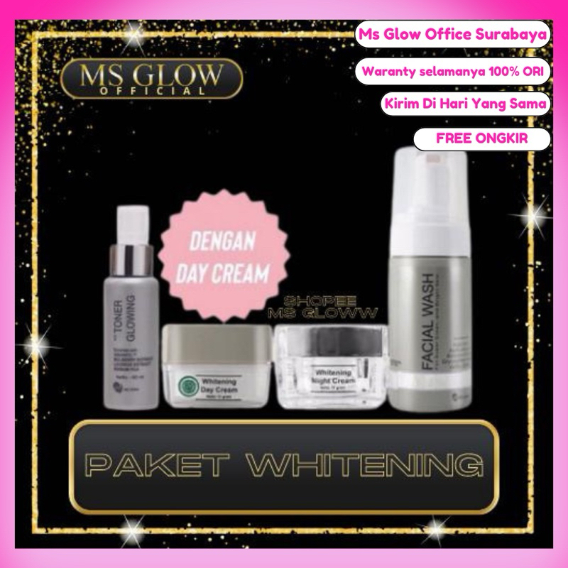 Jual MS GLOW PAKET WHITENING FREE POUCH RESMI BARCODE QR MS GLOW