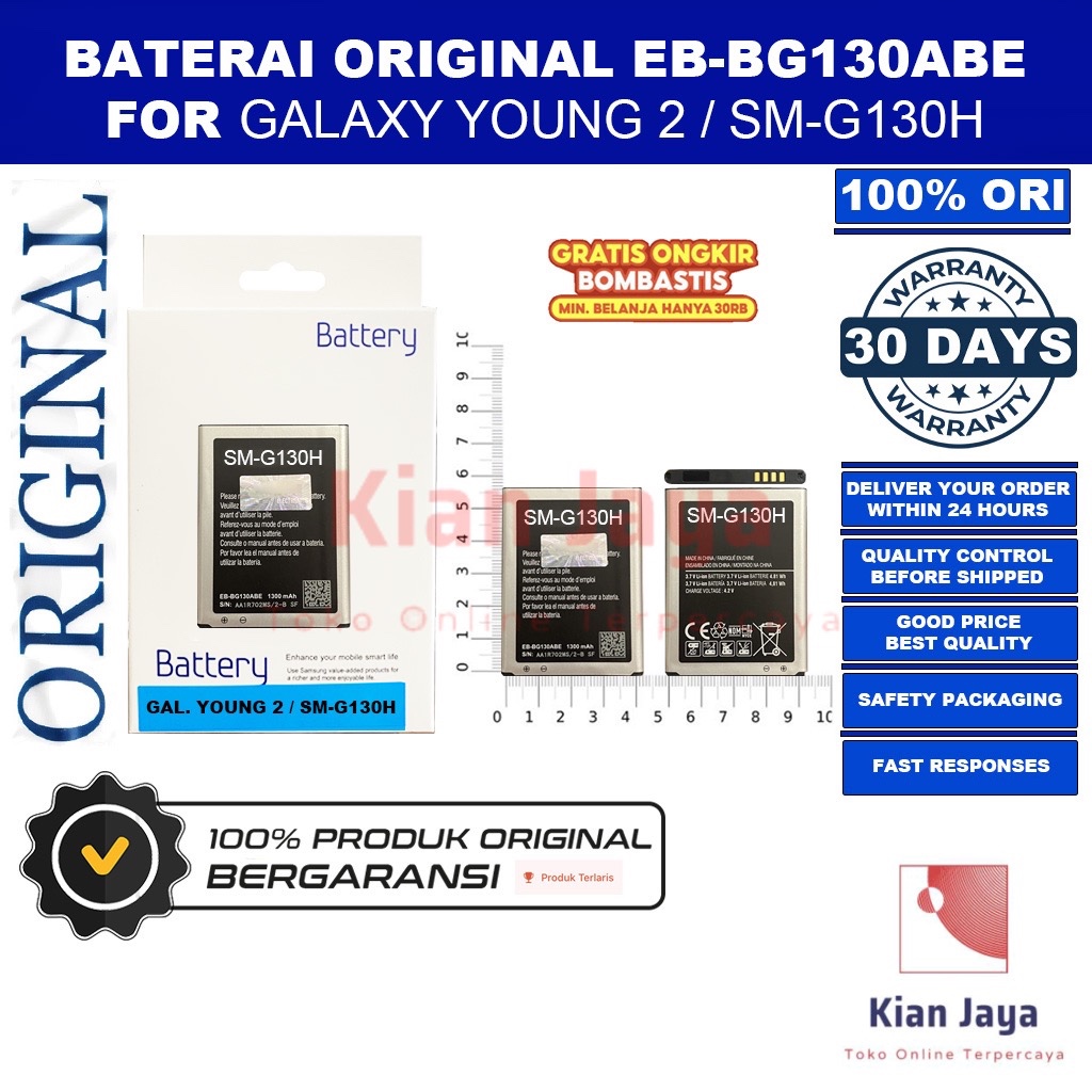 Jual [Garansi 100% Ori] Baterai Galaxy Young 2 / SM-G130H, EB-BG130ABE ...