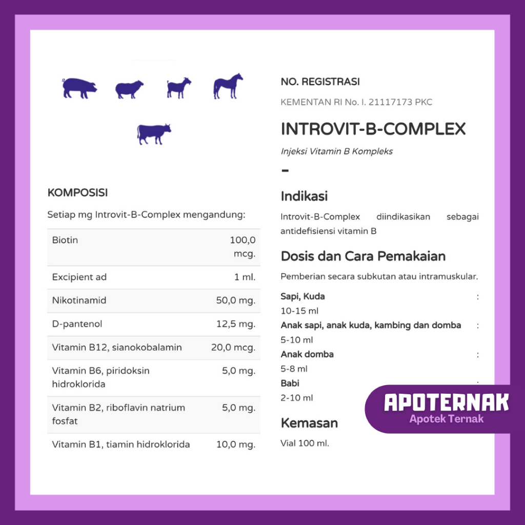 Jual INTROVIT B COMPLEX 100ml - Injeksi Vitamin B Komplek Konsentrasi ...
