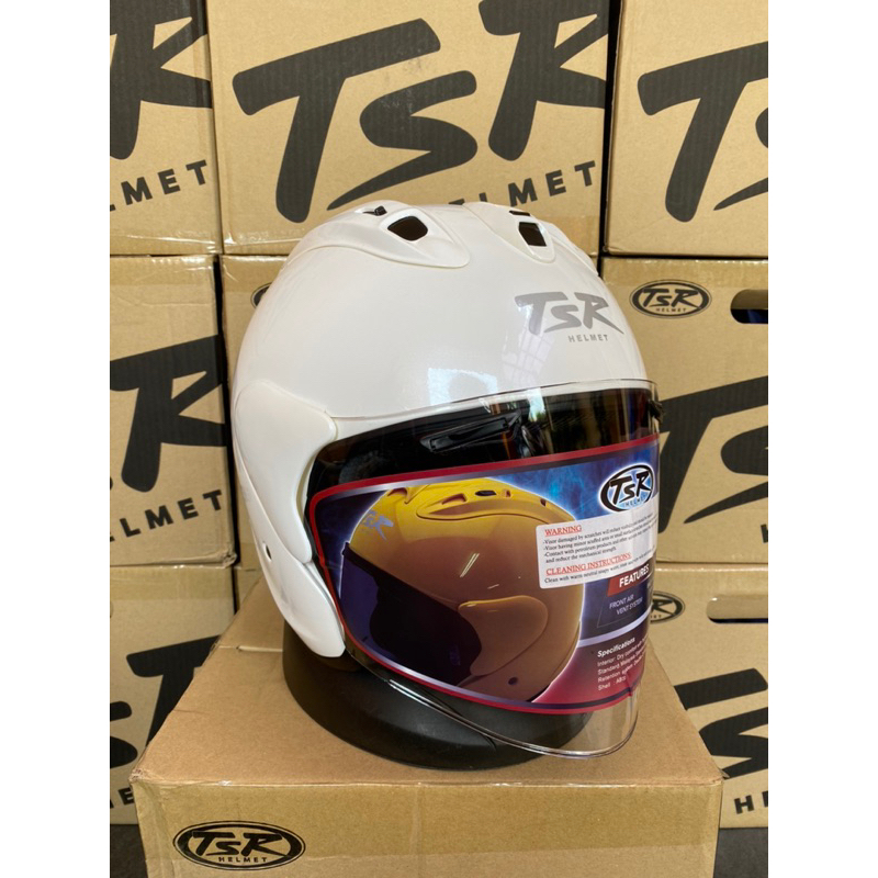 Jual Helm TSR RAM 5 White / White Glossy / Putih Helmet Half Face TSR Shopee Indonesia