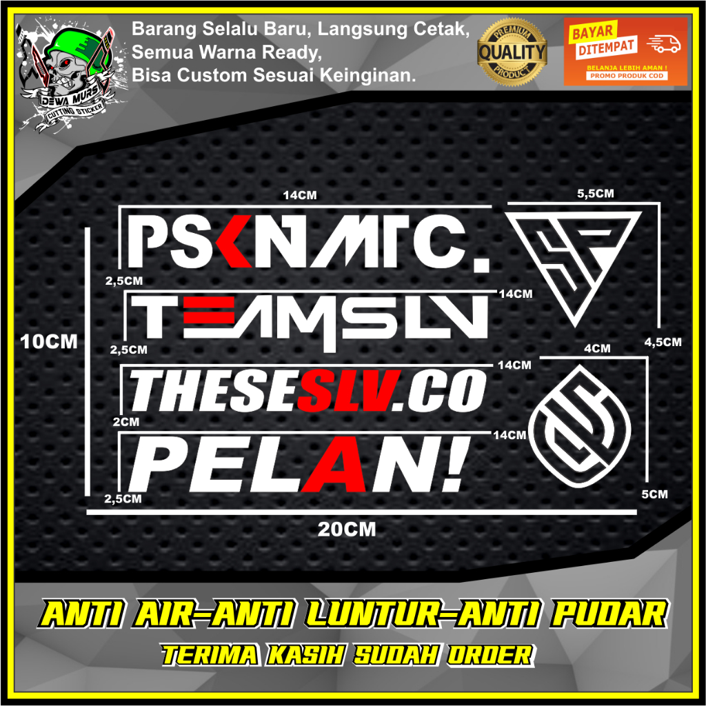 Jual Cutting Sticker PSKNMTC SP TEAMSLV THESESLV.CO PELAN LOGO 6pcs ...