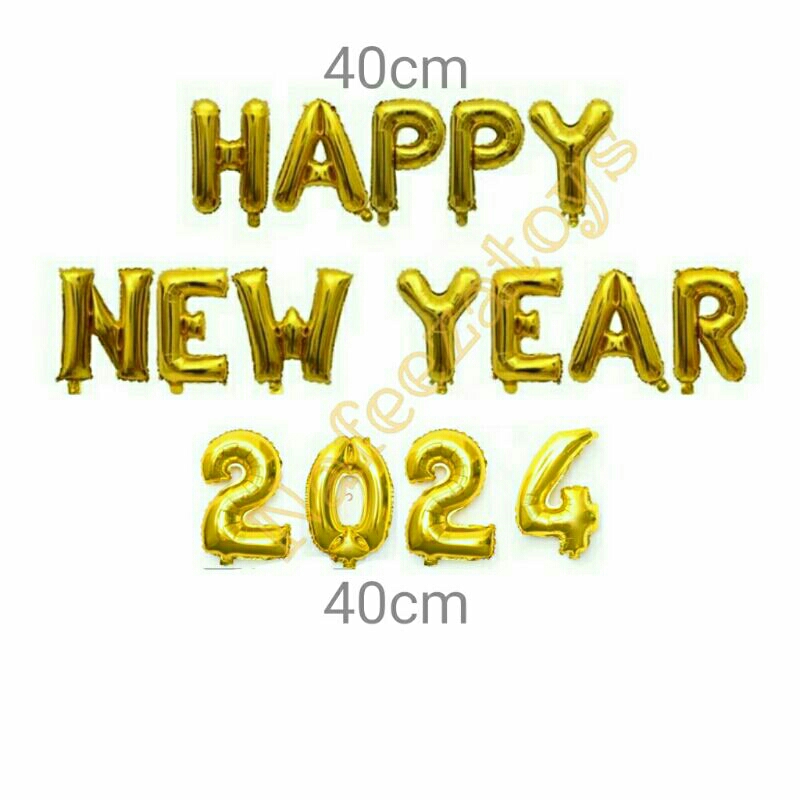 Jual 40cm Balon Set Happy New Year 2024 Dekorasi Tahun Baru Balon ...