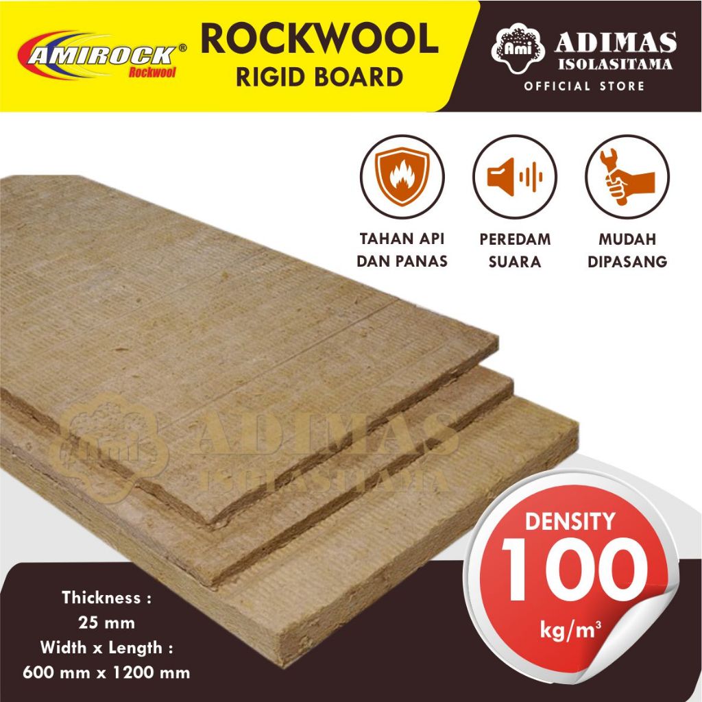 Jual Rockwool Insulasi Peredam Panas Density 100 Kg/m Tebal 25 Mm Merek ...