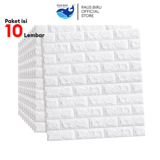 Paus Biru - (Paket 10 Lembar!!!) Wallpaper Dinding Foam Timbul 3D Bata Classic Brick 70x77cm