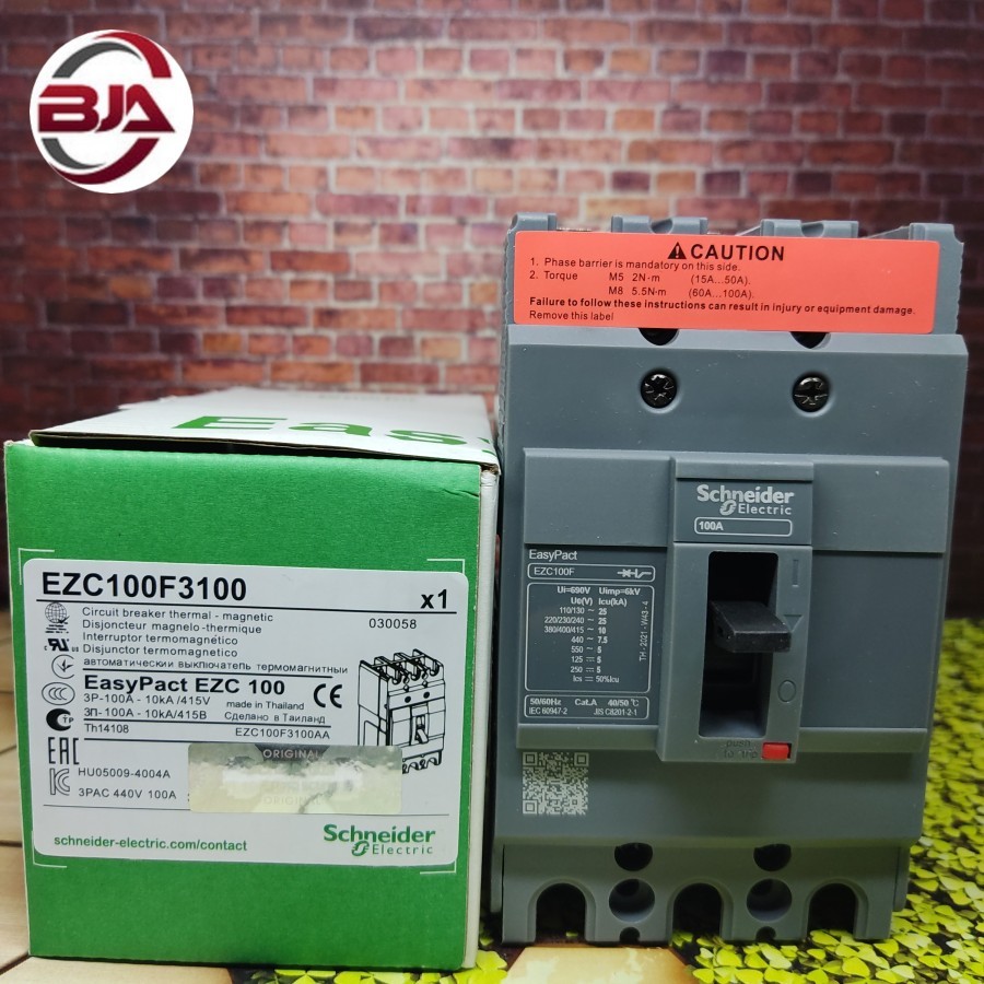 Jual MCCB Breaker Schneider Elektrik EZC100F 3P 100A 3phase 100 A ...