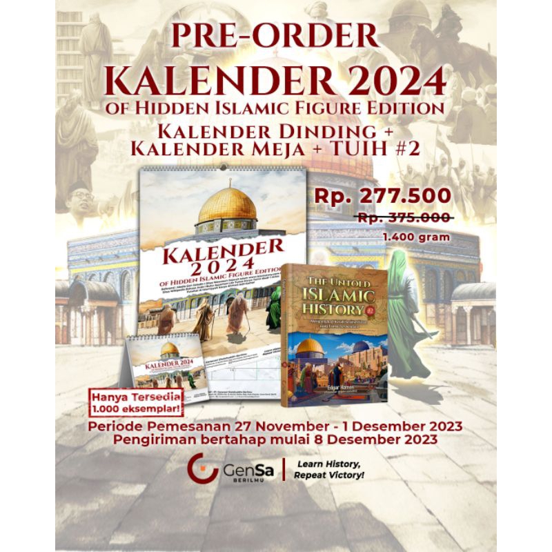 Jual PAKET THE UNTOLD ISLAMIC HISTORY JILID 1 & 2+ KALENDER MEJA HIDDEN