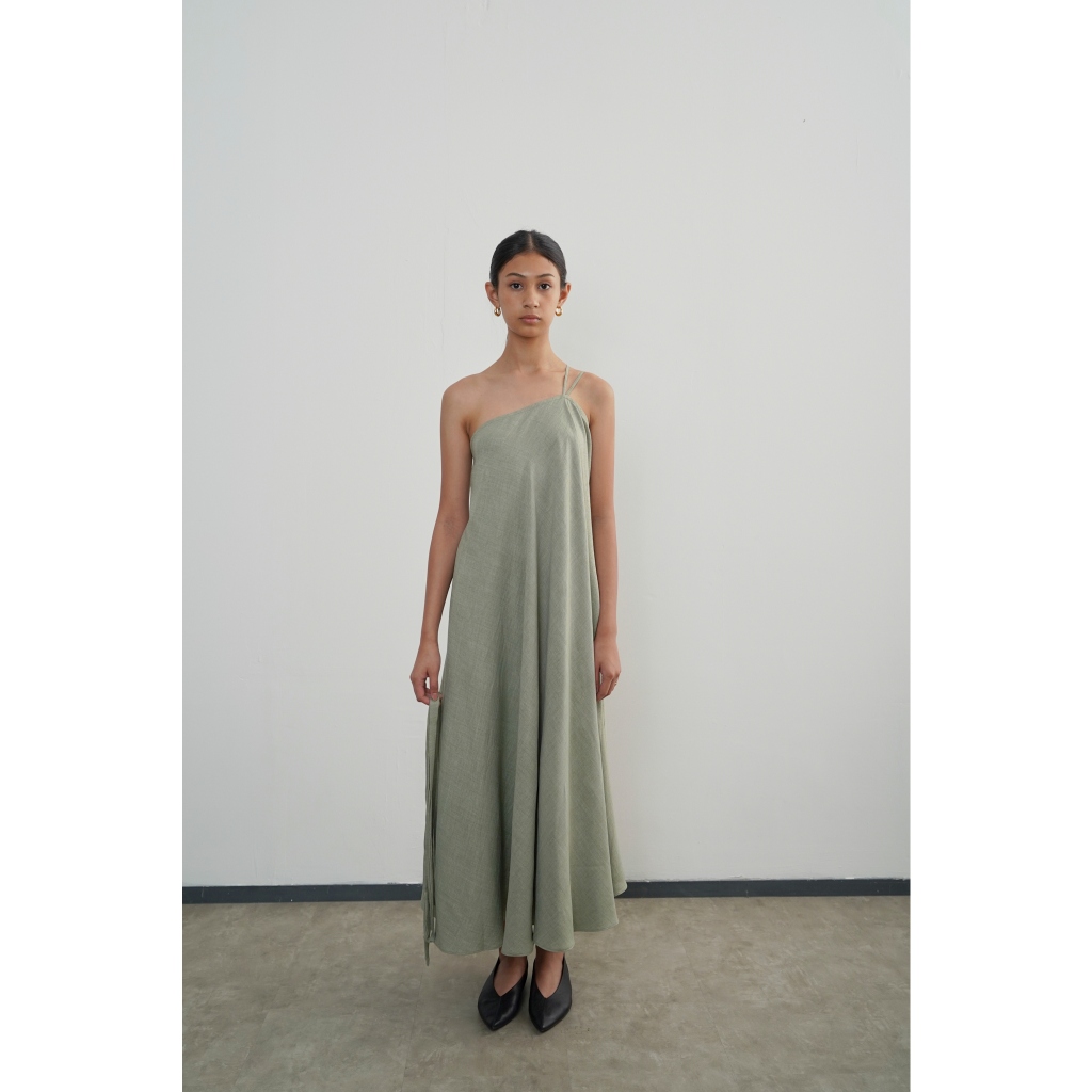 Jual PAFON Afner Dress - Sage | Shopee Indonesia