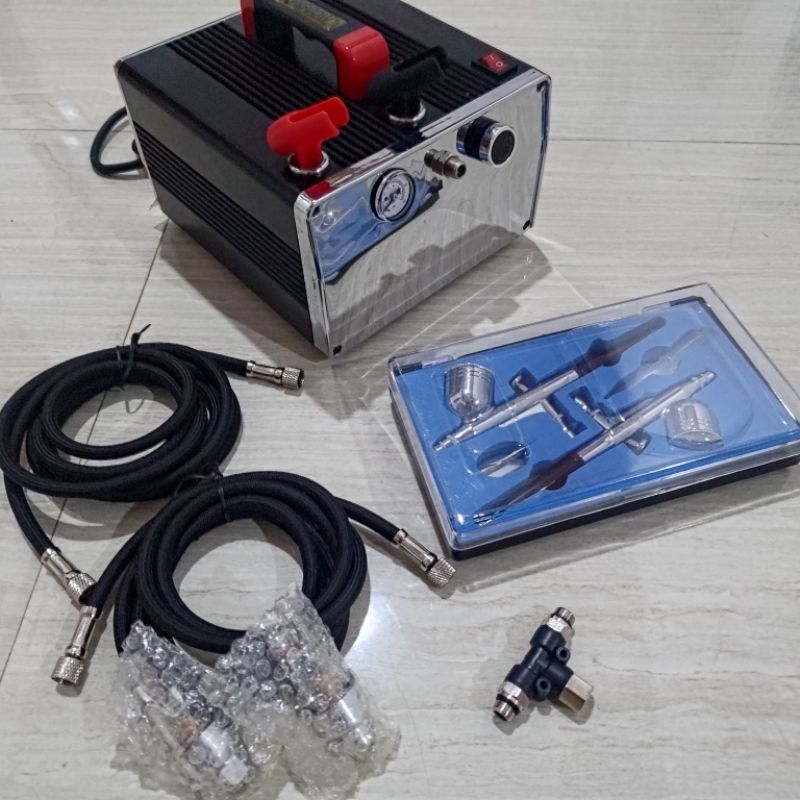 Jual Mini Air Brush Compressor Hs K Full Set Shopee Indonesia