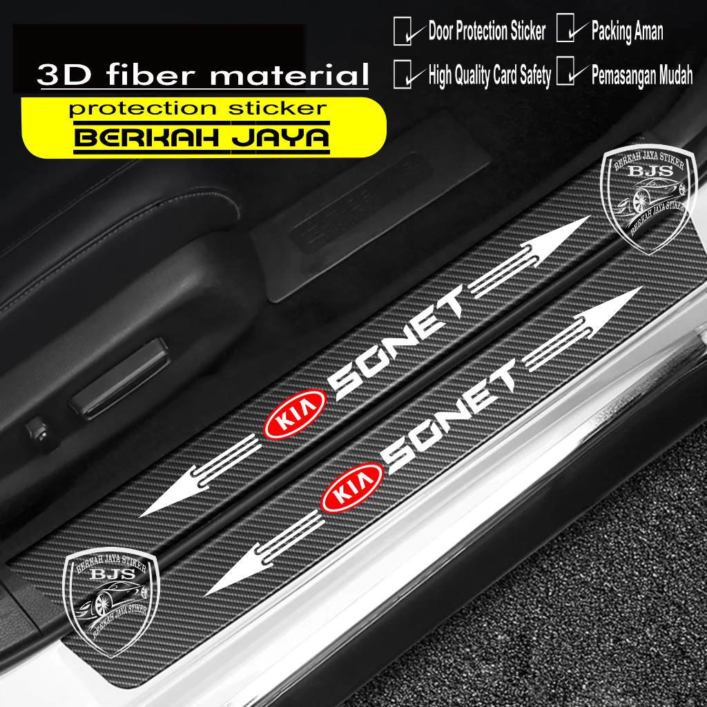 Jual 9 Pcs Stiker Pelindung Pintu Mobil Karbon 3D Door Sill Plate Guard Kia Stiker