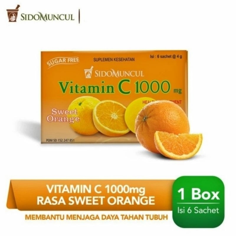 Jual VITAMIN C 1000 MG SIDOMUNCUL SUPLEMEN KESEHATAN BOX 6 Sachet ...
