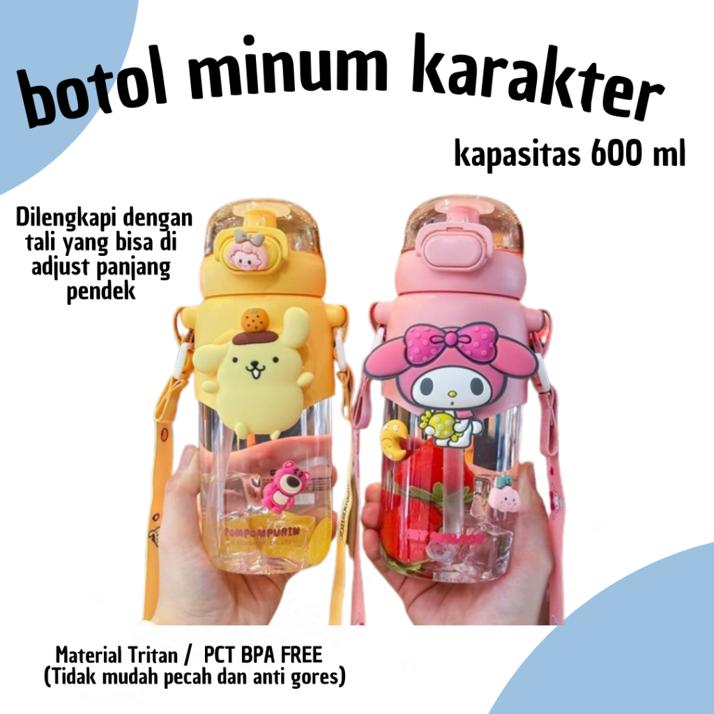 Jual Botol Minum Anak Sekolah Sanrio 2in1 Botol Minum Anak Tritan 600ml ...