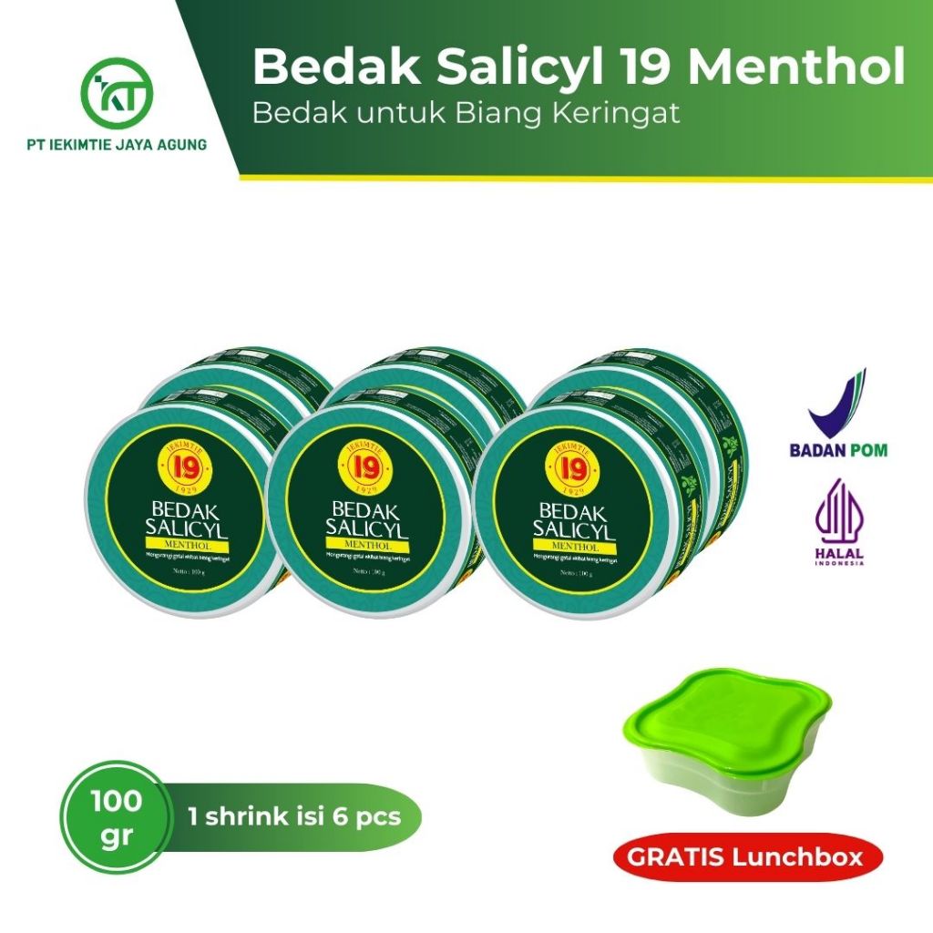 Jual Bedak Salicyl 19 Menthol Pot 100g - 1 Shrink Isi 6 Pcs | Shopee ...