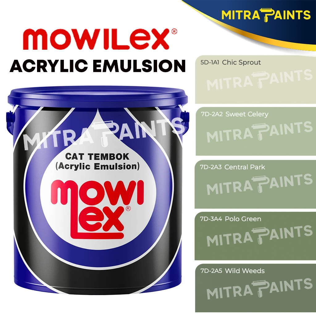 Jual CAT TEMBOK MOWILEX ACRYLIC EMULSION 2,5 LITER / CAT AKRILIK HIJAU