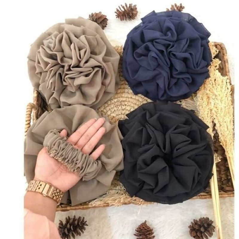 Jual Cepolan Rambut Hijab Bunga Saten Jumbo, Bikin Hijab Jadi Bervolum ...