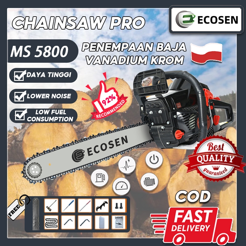 Jual Ecosen Hitam Inch Chain Saw Teknologi Jerman Professional Tebang Senso Alat