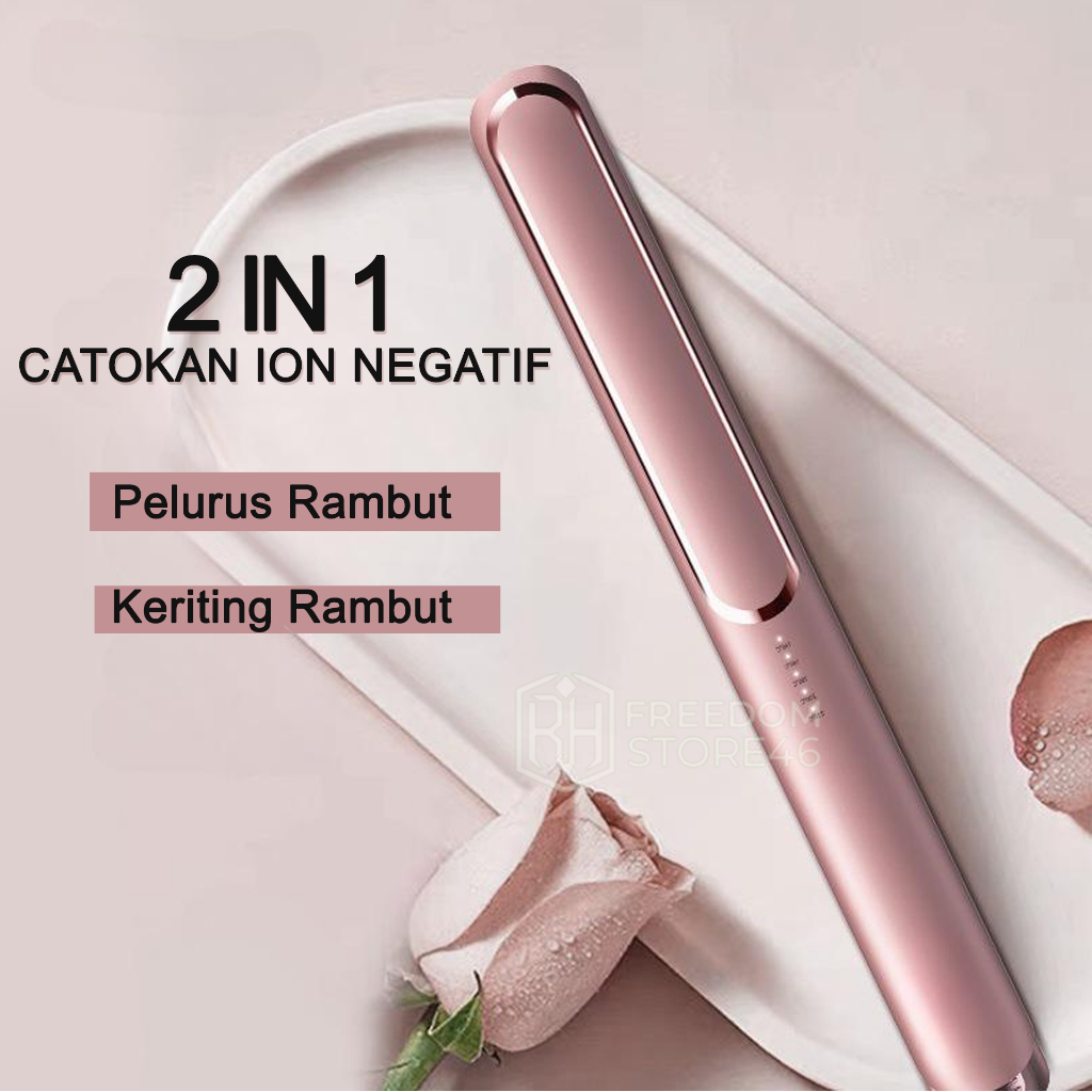 Jual Catokan Rambut 2IN1 Keriting dan Meluruskan Lapisan Glasir Keramik ...