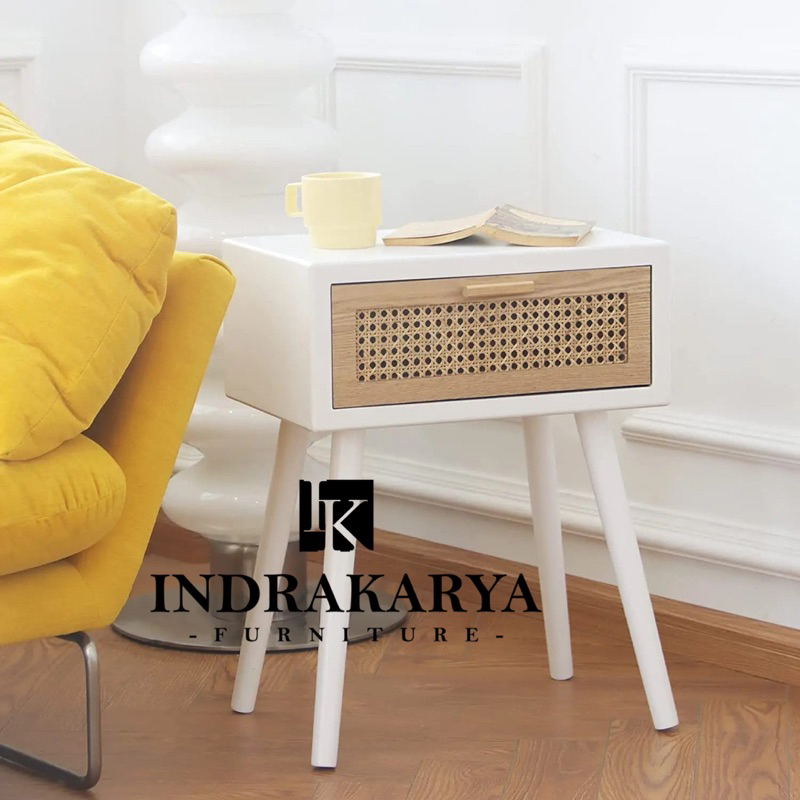 Jual Meja Nakas/Meja Nakas Laci Rotan/Bedside Table Rotan/Side Table ...