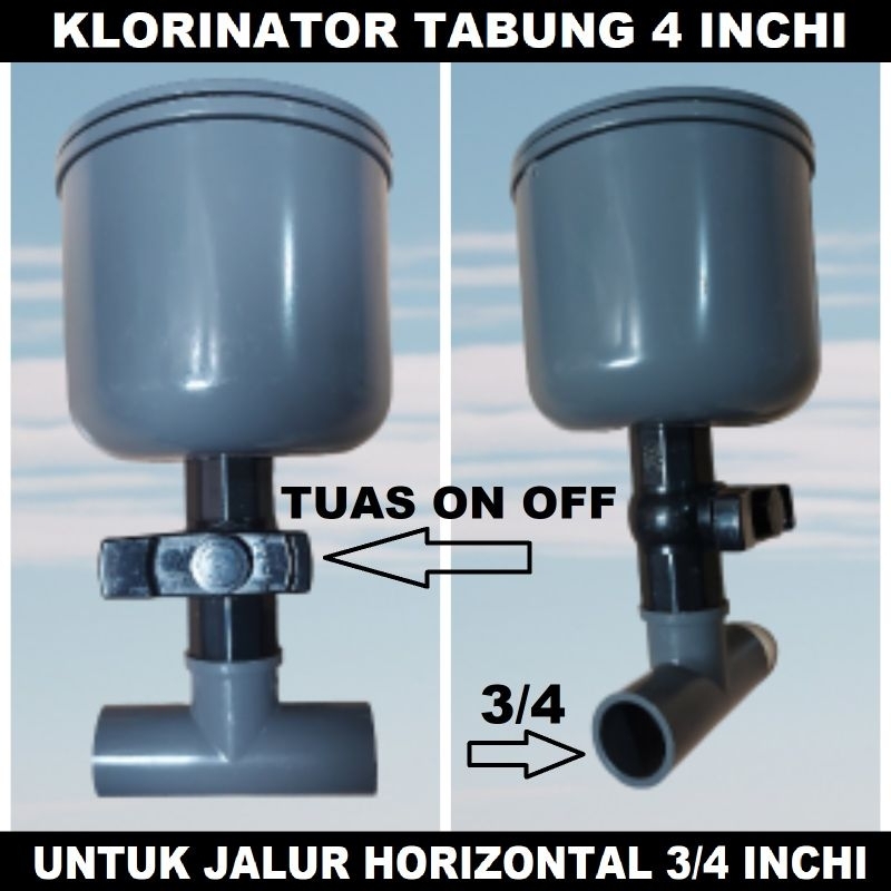 Jual Klorinator Tabung 4 inchi untuk jalur horizontal 3/4 inchi ...
