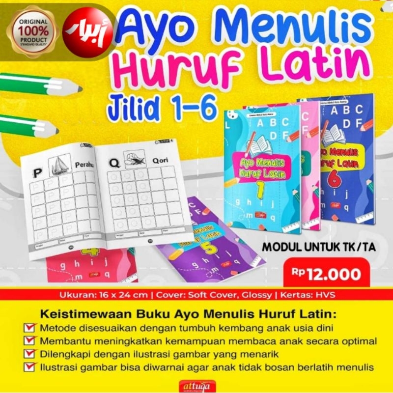 Jual Buku AYO MENULIS HURUF LATIN - attuqa - mahir menulis huruf latin ...