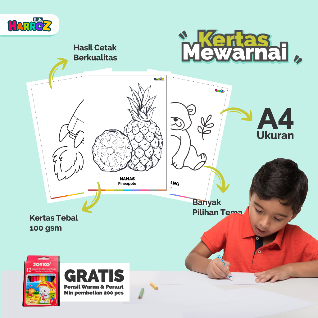 Jual Kertas Mewarnai A4 Anak TK PAUD Edukatif | Shopee Indonesia