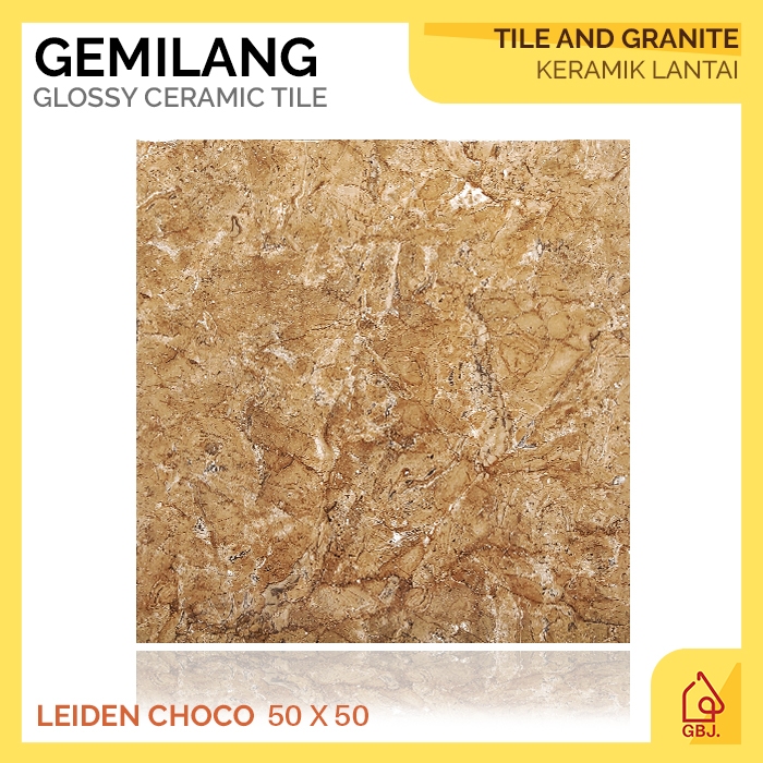 Jual KERAMIK GEMILANG 50 X 50 LEIDEN CHOCO / KERAMIK LANTAI MOTIF