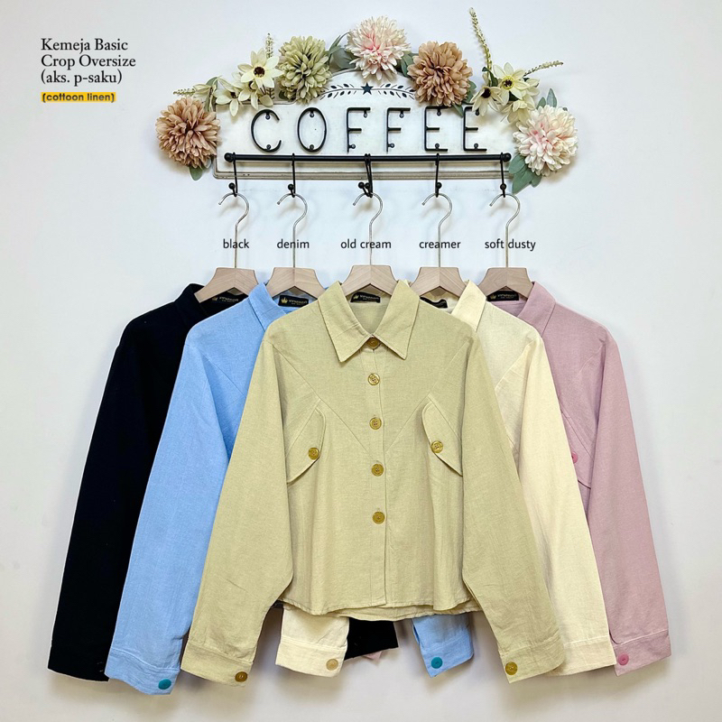 Jual Kemeja Basic Crop Oversize (aks. p-saku) | Shopee Indonesia
