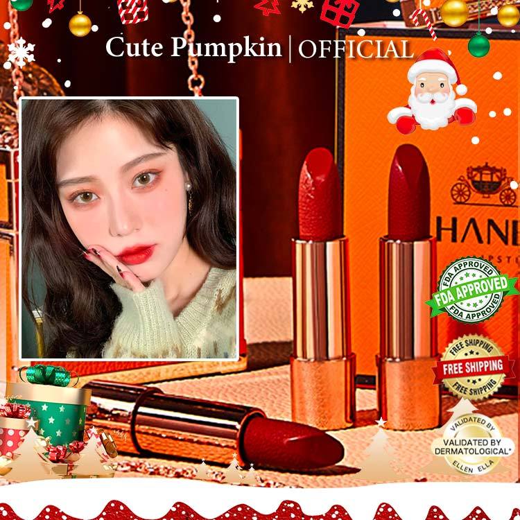 Jual Cute Pumpkin Lipstik isi 3 Set gift box Leather Bag lipstick set